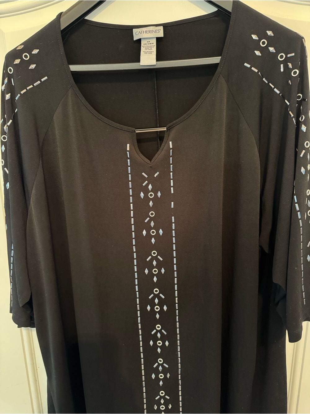 Catherines Black Tunic with Silver Accent Embellishments